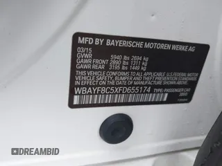 2015 BMW 7 Series 750Li xDrive with VIN WBAYF8C5XFD655174, listed as a IAAI auction lot 41480525 with 79,238 mi miles and . Bid and sale history available at carsss.com. Image 9.
