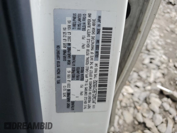 2014 Mazda 5 Touring with VIN JM1CW2CL5E0165062, listed as a Copart auction lot 72452994 with 177,939 mi miles and Salvage Title. Bid and sale history available at DreamBid. Image 12.