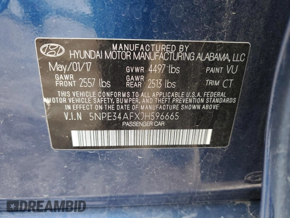 2018 Hyundai Sonata Limited with VIN 5NPE34AFXJH596665, listed as a Copart auction lot 81043474 with 74,084 mi miles and Salvage Title. Bid and sale history available at DreamBid. Image 14.