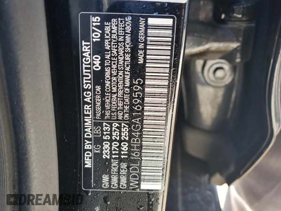 2016 Mercedes-Benz CLS 400 с VIN WDDLJ6HB4GA169595, выставлен на аукционе Copart как лот 87883115 с пробегом Не указан миль и Списание • Salvage title. История ставок и продаж доступна на DreamBid. Изображение 13.