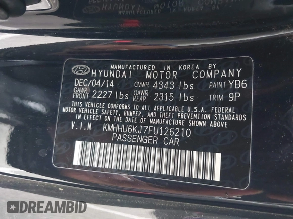 2015 Hyundai Genesis Coupe 3.8L Base z VIN KMHHU6KJ7FU126210, wystawiony jako IAAI lot #42371364 z przebiegiem 92 719 mil mil oraz . Historia ofert i sprzedaży dostępna na DreamBid. Obrazek 9.
