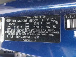 2021 Kia Forte LXS z VIN 3KPF24AD5ME375294, wystawiony jako IAAI lot #42152040 z przebiegiem 56 611 mil mil oraz . Historia ofert i sprzedaży dostępna na DreamBid. Obrazek 9.