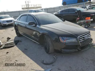 2013 Audi A8 L 3.0L with VIN WAURGAFD1DN000663, listed as a Copart auction lot 50812425 with 0 mi miles and Salvage Title. Bid and sale history available at carsss.com. Image 4.