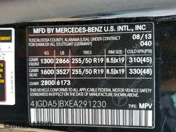 2014 Mercedes-Benz M 350 с VIN 4JGDA5JBXEA291230, выставлен на аукционе Copart как лот 55872895 с пробегом 142 106 миль миль и Списание • Salvage title. История ставок и продаж доступна на DreamBid. Изображение 13.