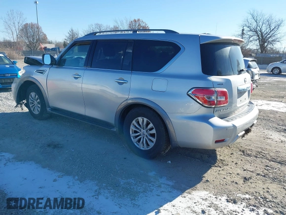 2017 Nissan Armada SV with VIN JN8AY2NC7H9505296, listed as a IAAI auction lot 41040388 with 1 mi miles. Bid and sale history available at carsss.com. Image 3.