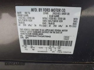2017 Ford Police Interceptor Utility z VIN 1FM5K8AT7HGA70942, wystawiony jako IAAI lot #41491918 z przebiegiem 38 208 mil mil oraz . Historia ofert i sprzedaży dostępna na DreamBid. Obrazek 9.