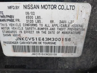 2003 Infiniti G35 w/Leather z VIN JNKCV51E43M300156, wystawiony jako IAAI lot #42306274 z przebiegiem Nie podano mil oraz . Historia ofert i sprzedaży dostępna na DreamBid. Obrazek 9.