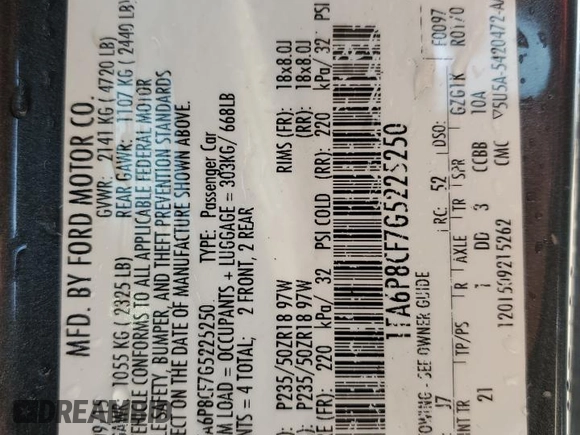 2016 Ford Mustang GT with VIN 1FA6P8CF7G5225250, listed as a Copart auction lot 54167395 with 103,151 mi miles and Salvage title. Bid and sale history available at DreamBid. Image 13.