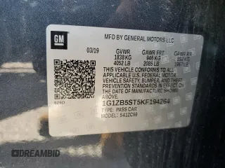 2019 Chevrolet Malibu LS z VIN 1G1ZB5ST5KF194264, wystawiony jako Copart lot #53689504 z przebiegiem 66 218 mil mil oraz Szkoda całkowita • Salvage title. Historia ofert i sprzedaży dostępna na DreamBid. Obrazek 12.