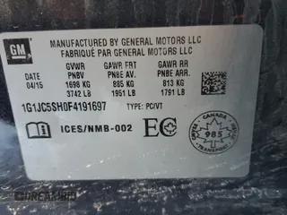 2015 Chevrolet Sonic LT z VIN 1G1JC5SH0F4191697, wystawiony jako Copart lot #88711955 z przebiegiem 126 569 mil mil oraz Szkoda całkowita • Salvage title. Historia ofert i sprzedaży dostępna na DreamBid. Obrazek 12.