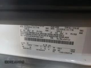 2015 Ford Transit XL с VIN 1FBZX2ZM3FKB01667, выставлен на аукционе Copart как лот 60089555 с пробегом 116 523 миль миль и Списание • Salvage title. История ставок и продаж доступна на DreamBid. Изображение 13.