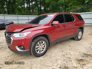 2018 Chevrolet Traverse LT Cloth z VIN 1GNERGKW4JJ201800, wystawiony jako Copart lot #54965115 z przebiegiem 173 151 mil mil oraz Szkoda całkowita • Salvage title. Historia ofert i sprzedaży dostępna na DreamBid. Obrazek 1.