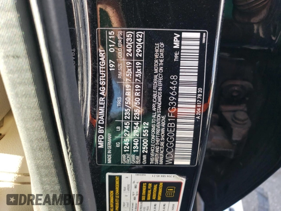 2015 Mercedes-Benz GLK 250 with VIN WDCGG0EB1FG396468, listed as a Copart auction lot 79128543 with 158,097 mi miles and . Bid and sale history available at DreamBid. Image 12.