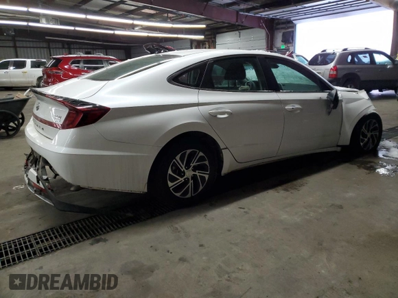 2021 Hyundai Sonata Hybrid Blue with VIN KMHL24JJ4MA021239, listed as a Copart auction lot 87680405 with 106,964 mi miles and Salvage Title. Bid and sale history available at carsss.com. Image 3.