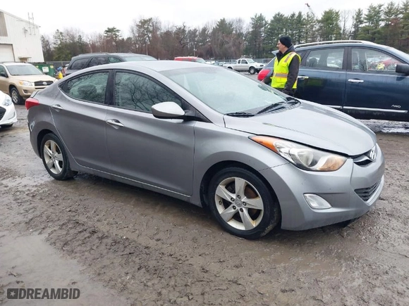 2012 Hyundai Elantra GLS with VIN KMHDH4AEXCU296746, listed as a IAAI auction lot 42022027 with 186,138 mi miles. Bid and sale history available at carsss.com. Image 1.