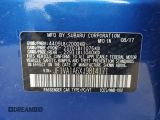 2018 Subaru WRX with VIN JF1VA1A6XJ9814171, listed as a Copart auction lot 54312415 with 73,357 mi miles and Salvage title. Bid and sale history available at DreamBid. Image 12.