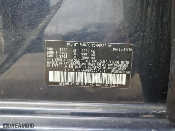 2019 Subaru Impreza with VIN 4S3GTAA68K3725281, listed as a Copart auction lot 53190645 with 92,638 mi miles and Salvage Title. Bid and sale history available at carsss.com. Image 13.