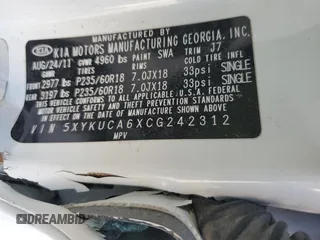 2012 Kia Sorento EX with VIN 5XYKUCA6XCG242312, listed as a Copart auction lot 48437505 with 0 mi miles and Clean Title. Bid and sale history available at carsss.com. Image 13.