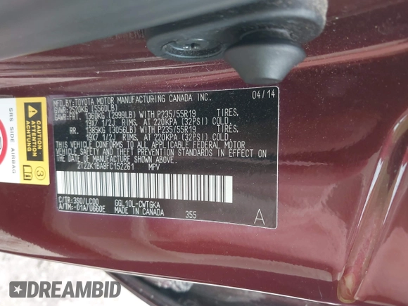 2015 Lexus RX 350 with VIN 2T2ZK1BA8FC152261, listed as a IAAI auction lot 42361198 with 88,894 mi miles and . Bid and sale history available at DreamBid. Image 9.