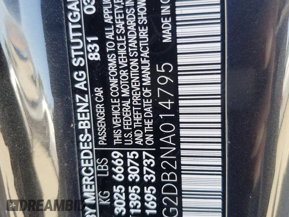 2022 Mercedes-Benz EQS 450+ z VIN W1KCG2DB2NA014795, wystawiony jako Copart lot #57669685 z przebiegiem Nie podano mil oraz Szkoda całkowita • Salvage title. Historia ofert i sprzedaży dostępna na DreamBid. Obrazek 12.