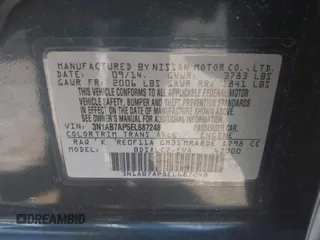 2014 Nissan Sentra SR z VIN 3N1AB7AP5EL687248, wystawiony jako IAAI lot #41880021 z przebiegiem 154 634 mil mil oraz . Historia ofert i sprzedaży dostępna na DreamBid. Obrazek 9.
