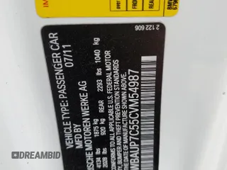 2012 BMW 1 Series 128i with VIN WBAUP7C55CVM54987, listed as a Copart auction lot 76133874 with 124,958 mi miles and Salvage title. Bid and sale history available at DreamBid. Image 12.