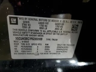 2015 Chevrolet Silverado 1500 LTZ with VIN 3GCUKSEC7FG382008, listed as a Copart auction lot 66865054 with 223,451 mi miles and Salvage Title. Bid and sale history available at carsss.com. Image 14.