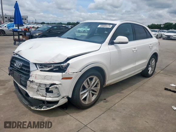 2016 Audi Q3 Premium Plus with VIN WA1EFCFS5GR009808, listed as a Copart auction lot 60688475 with 123,826 mi miles and Salvage title. Bid and sale history available at DreamBid. Image 1.