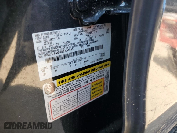 2024 Ford Expedition Limited with VIN 1FMJU2AG0REA09583, listed as a Copart auction lot 53268825 with 9,274 mi miles and Salvage title. Bid and sale history available at DreamBid. Image 14.