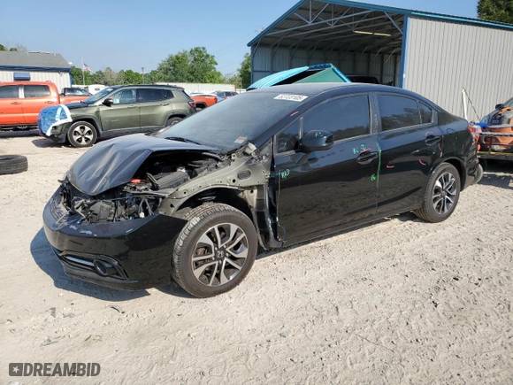 2013 Honda Civic Sdn LX with VIN 19XFB2F50DE211571, listed as a Copart auction lot 52723105 with 0 mi miles and Salvage Title. Bid and sale history available at carsss.com. Image 1.