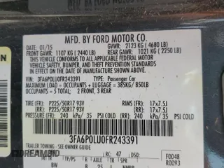 2015 Ford Fusion SE Hybrid with VIN 3FA6P0LU0FR243391, listed as a Copart auction lot 49544025 with Not Provided miles and Salvage Title. Bid and sale history available at DreamBid. Image 12.
