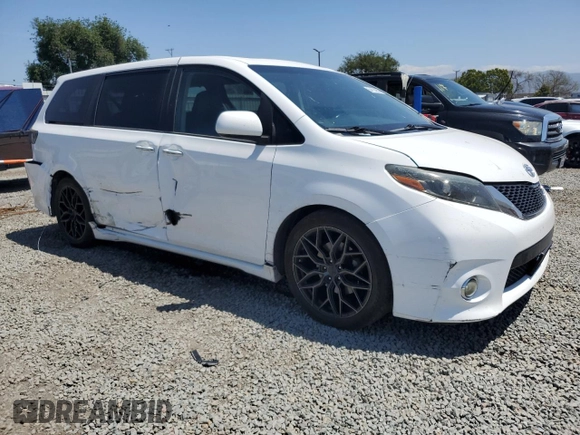 2015 Toyota Sienna SE with VIN 5TDXK3DC6FS656949, listed as a Copart auction lot 54114955 with 112,642 mi miles and Salvage Title. Bid and sale history available at DreamBid. Image 4.