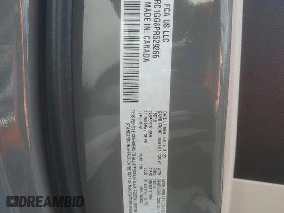 2023 Chrysler Pacifica Limited with VIN 2C4RC1GG8PR529266, listed as a Copart auction lot 60460235 with 56,506 mi miles and Clean title. Bid and sale history available at DreamBid. Image 13.