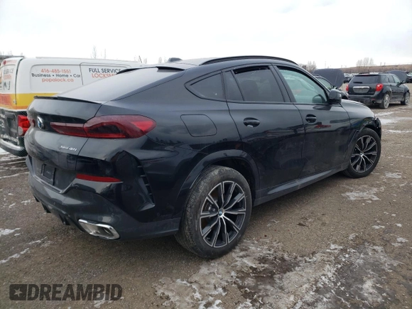 2025 BMW X6 xDrive40i with VIN 5UX33EX09S9X97725, listed as a Copart auction lot 41821165 with 0 mi miles and Salvage Title. Bid and sale history available at carsss.com. Image 3.