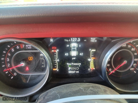 2020 Jeep Gladiator Rubicon with VIN 1C6JJTBG0LL138631, listed as a Copart auction lot 46883035 with 58,067 mi miles and Salvage Title. Bid and sale history available at carsss.com. Image 9.