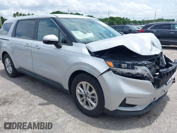 2023 Kia Carnival LX with VIN KNDNB4H35P6235684, listed as a IAAI auction lot 40016483 with 42,644 mi miles. Bid and sale history available at carsss.com. Image 1.
