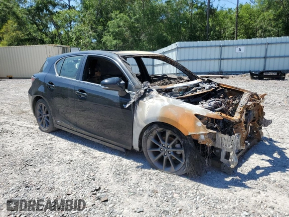 2012 Lexus CT 200h with VIN JTHKD5BH1C2081837, listed as a Copart auction lot 55655115 with Not provided miles and Salvage title. Bid and sale history available at DreamBid. Image 4.