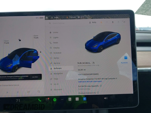 2021 Tesla Model 3 Standard Range Plus z VIN 5YJ3E1EAXMF098855, wystawiony jako IAAI lot #42226127 z przebiegiem 34 351 mil mil oraz . Historia ofert i sprzedaży dostępna na DreamBid. Obrazek 7.