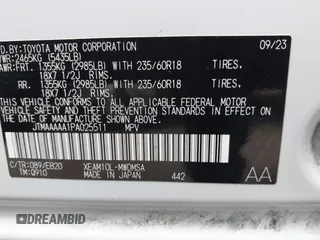 2023 Toyota bZ4X XLE z VIN JTMAAAAA1PA025511, wystawiony jako IAAI lot #41917340 z przebiegiem 17 460 mil mil oraz . Historia ofert i sprzedaży dostępna na DreamBid. Obrazek 9.