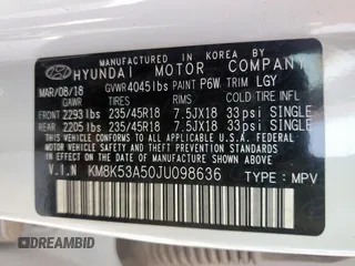 2018 Hyundai Kona Ultimate with VIN KM8K53A50JU098636, listed as a Copart auction lot 54158865 with 157,006 mi miles and Clean Title. Bid and sale history available at carsss.com. Image 13.