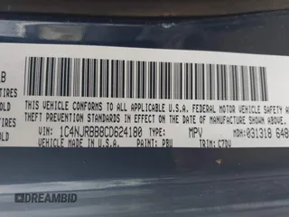 2012 Jeep Patriot Sport с VIN 1C4NJRBB8CD624180, выставлен на аукционе IAAI как лот 42606513 с пробегом 150 396 миль миль и . История ставок и продаж доступна на DreamBid. Изображение 9.