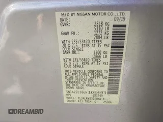 2020 Nissan Murano SL with VIN 5N1AZ2CJ6LN105493, listed as a IAAI auction lot 42487436 with 27,099 mi miles and . Bid and sale history available at DreamBid. Image 9.