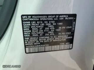 2021 Volkswagen Atlas 3.6L V6 SEL Premium with VIN 1V2TR2CA8MC508769, listed as a Copart auction lot 46821315 with 35,358 mi miles and Salvage Title. Bid and sale history available at carsss.com. Image 13.