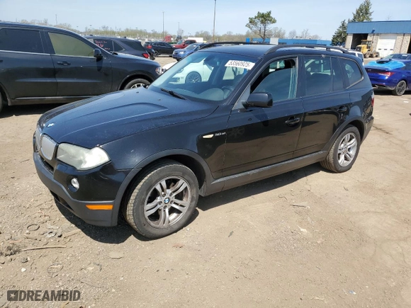 2007 BMW X3 3.0si with VIN WBXPC93427WF15667, listed as a Copart auction lot 53560925 with 2,661,014 mi miles and Clean Title. Bid and sale history available at carsss.com. Image 1.