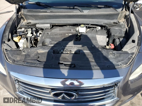 2013 Infiniti JX35 with VIN 5N1AL0MM9DC307014, listed as a Copart auction lot 55523725 with 225,160 mi miles and Salvage Title. Bid and sale history available at DreamBid. Image 12.