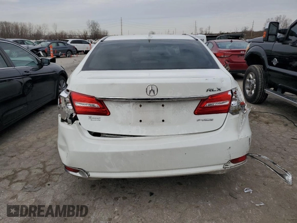 2015 Acura RLX Tech Pkg with VIN JH4KC1F54FC000596, listed as a Copart auction lot 84196324 with 0 mi miles and Salvage Title. Bid and sale history available at carsss.com. Image 6.