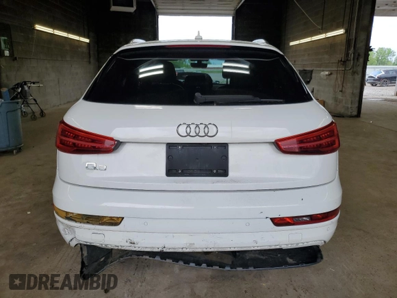 2018 Audi Q3 Premium with VIN WA1BCCFS9JR000127, listed as a Copart auction lot 58555755 with 60,295 mi miles and Salvage title. Bid and sale history available at DreamBid. Image 6.