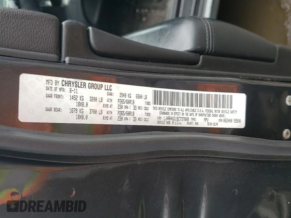 2011 Jeep Grand Cherokee Laredo with VIN 1J4RR4GG1BC737808, listed as a Copart auction lot 61305565 with 188,067 mi miles and Clean title. Bid and sale history available at DreamBid. Image 12.
