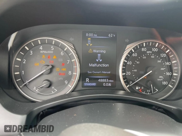 2019 Infiniti Q50 Luxe с VIN JN1EV7ARXKM594155, выставлен на аукционе Copart как лот 58713345 с пробегом 48 883 миль миль и Списание • Salvage title. История ставок и продаж доступна на DreamBid. Изображение 9.