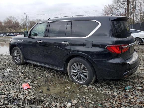 2019 Infiniti QX80 LUXE with VIN JN8AZ2NF6K9687748, listed as a Copart auction lot 45217745 with 123,319 mi miles and Salvage Title. Bid and sale history available at carsss.com. Image 2.
